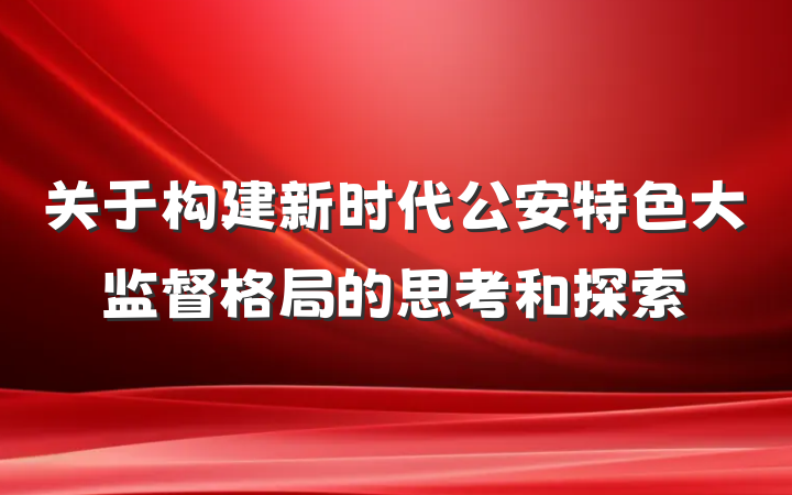 关于构建新时代公安特色大监督格局的思考和探索