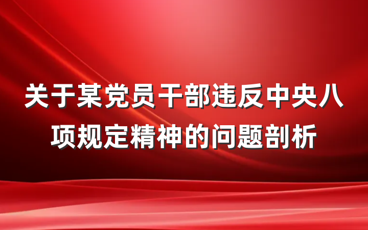关于某党员干部违反中央八项规定精神的问题剖析