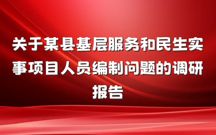 关于某县基层服务和民生实事项目人员编制问题的调研报告