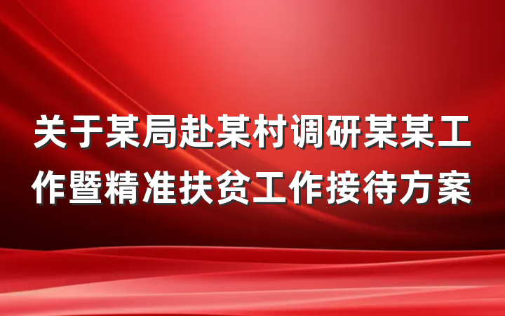 关于某局赴某村调研某某工作暨精准扶贫工作接待方案