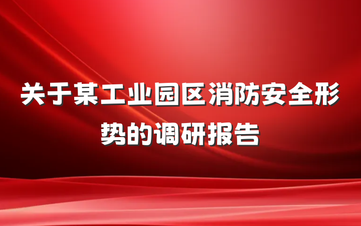 关于某工业园区消防安全形势的调研报告