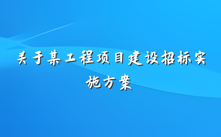 关于某工程项目建设招标实施方案