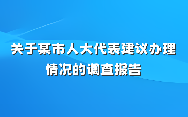 关于某市人大代表建议办理情况的调查报告