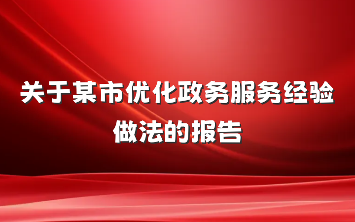 关于某市优化政务服务经验做法的报告