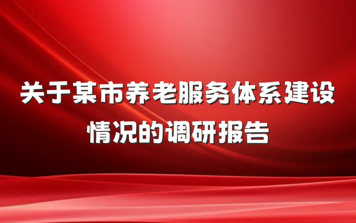 关于某市养老服务体系建设情况的调研报告