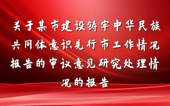 关于某市建设铸牢中华民族共同体意识先行市工作情况报告的审议意见研究处理情况的报告