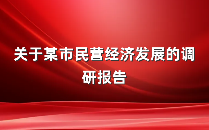 关于某市民营经济发展的调研报告