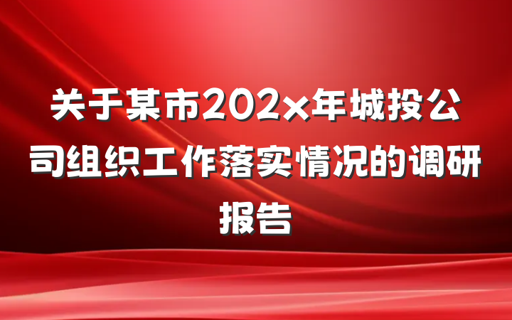 关于某市202x年城投公司组织工作落实情况的调研报告