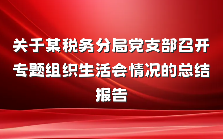 关于某税务分局党支部召开专题组织生活会情况的总结报告