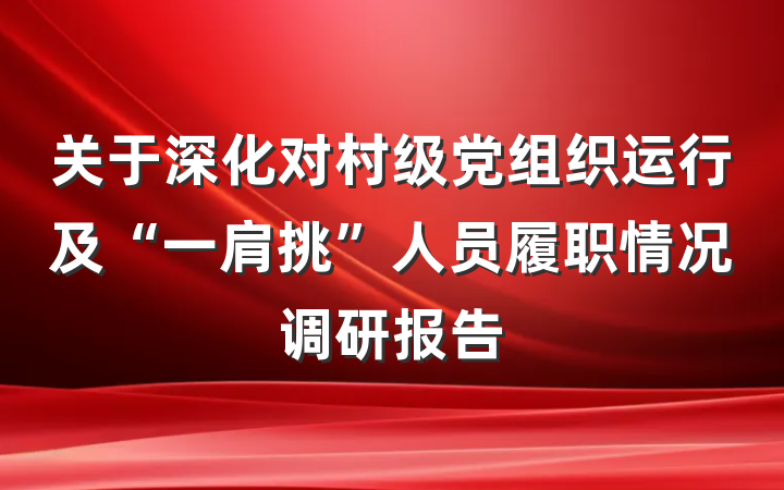 关于深化对村级党组织运行及“一肩挑”人员履职情况调研报告