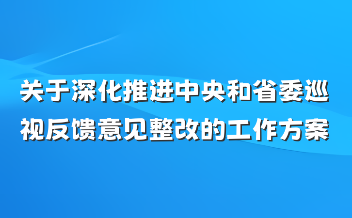 关于深化推进中央和省委巡视反馈意见整改的工作方案
