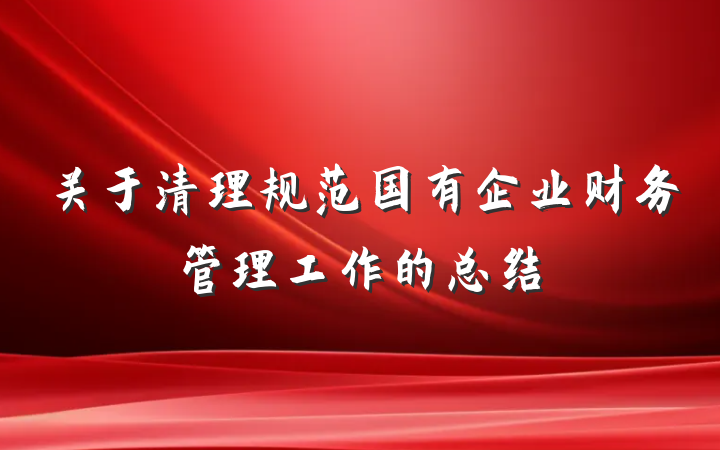 关于清理规范国有企业财务管理工作的总结
