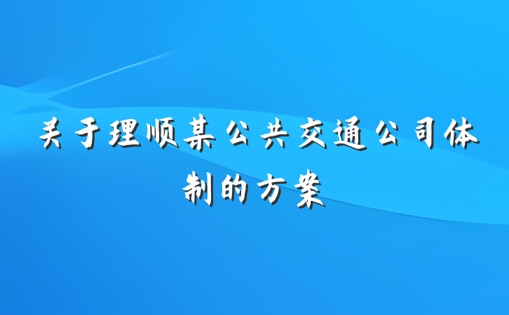 关于理顺某公共交通公司体制的方案