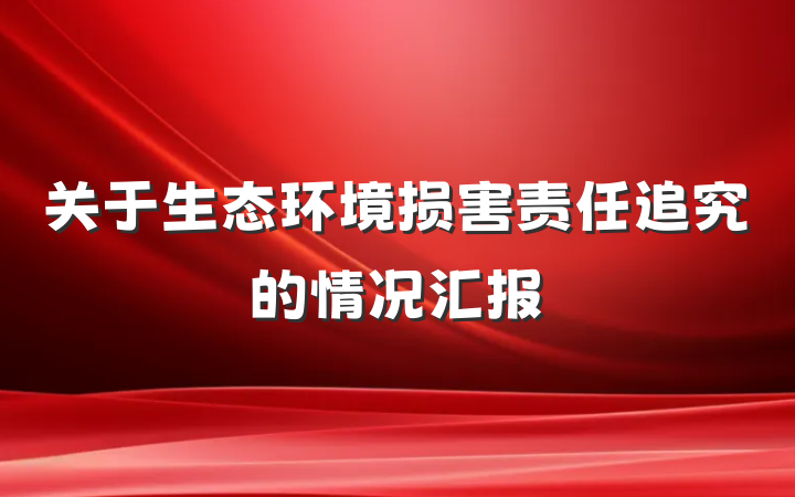 关于生态环境损害责任追究的情况汇报