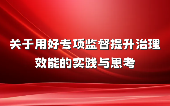 关于用好专项监督提升治理效能的实践与思考