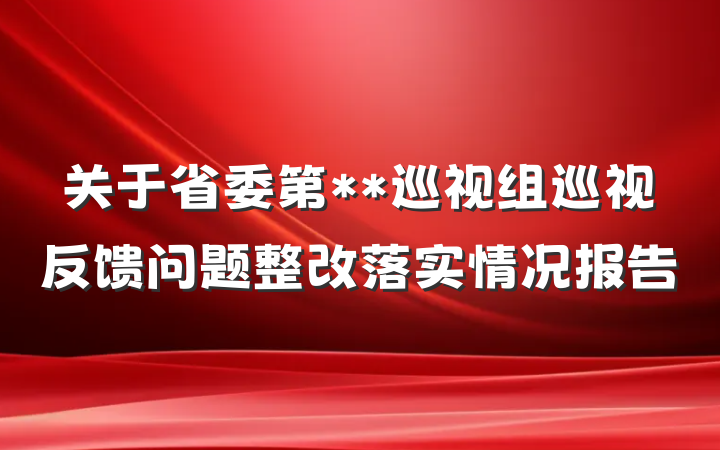 关于省委第**巡视组巡视反馈问题整改落实情况报告
