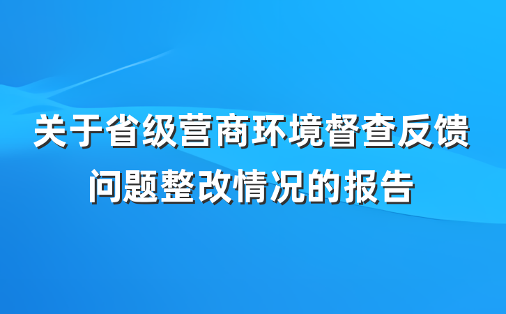 关于省级营商环境督查反馈问题整改情况的报告