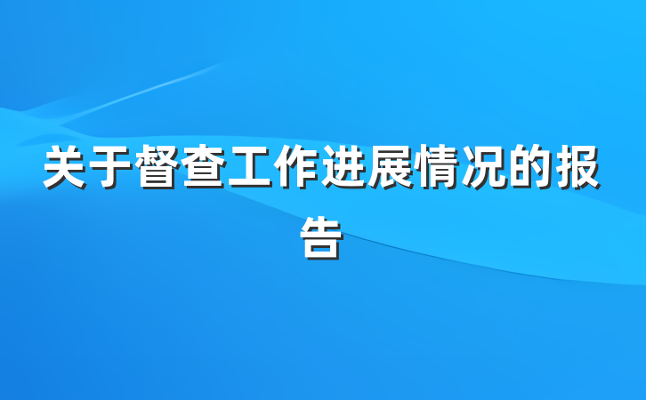 关于督查工作进展情况的报告