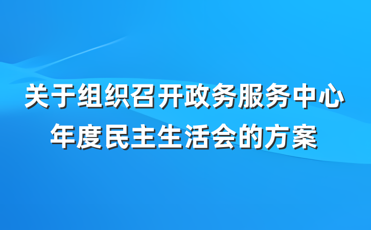 关于组织召开政务服务中心年度民主生活会的方案