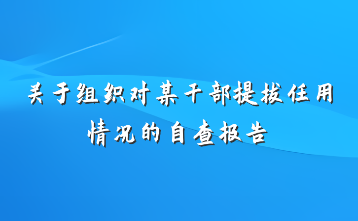 关于组织对某干部提拔任用情况的自查报告