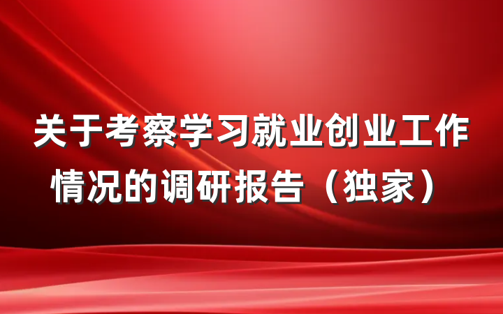 关于考察学习就业创业工作情况的调研报告（独家）