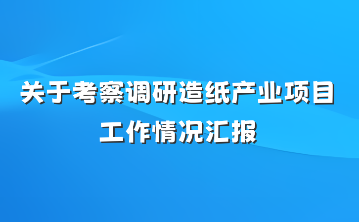 关于考察调研造纸产业项目工作情况汇报