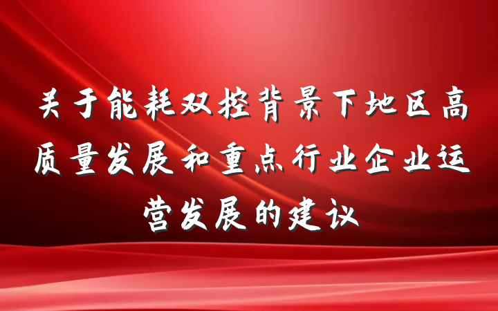 关于能耗双控背景下地区高质量发展和重点行业企业运营发展的建议