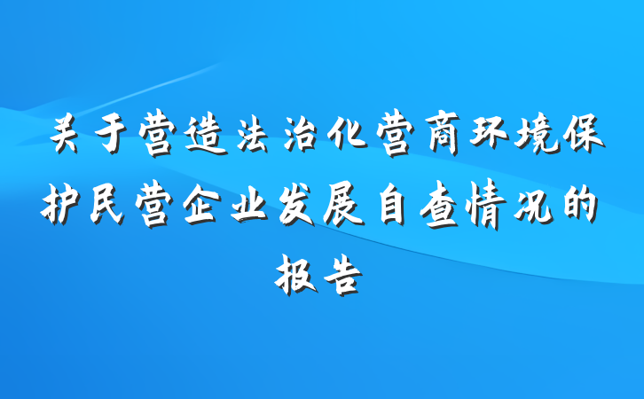 关于营造法治化营商环境保护民营企业发展自查情况的报告