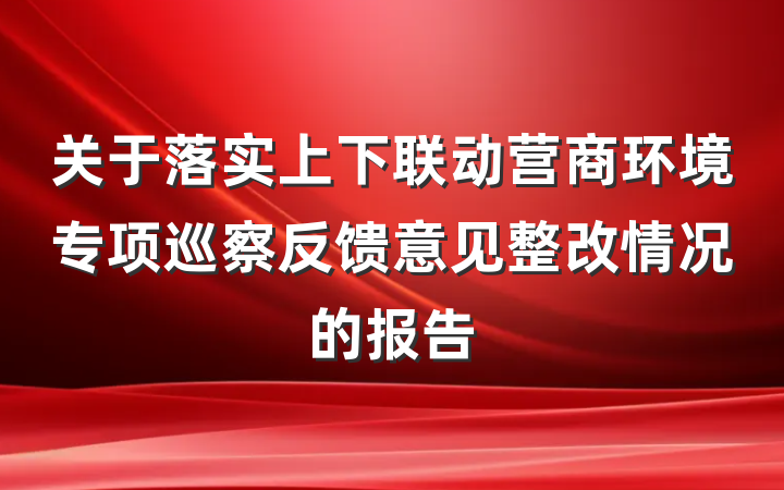 关于落实上下联动营商环境专项巡察反馈意见整改情况的报告