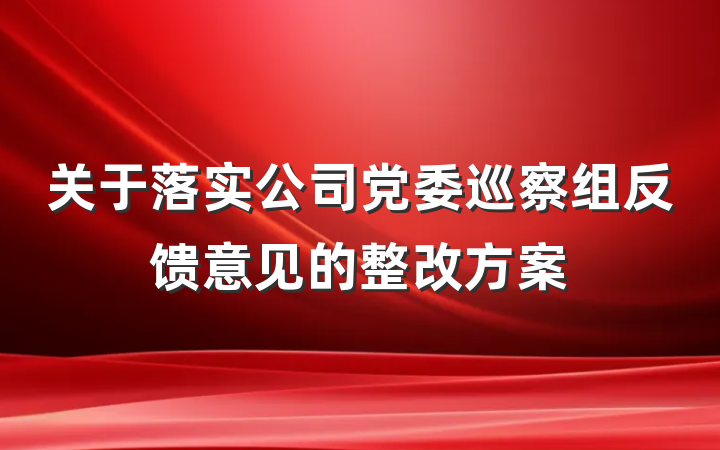 关于落实公司党委巡察组反馈意见的整改方案