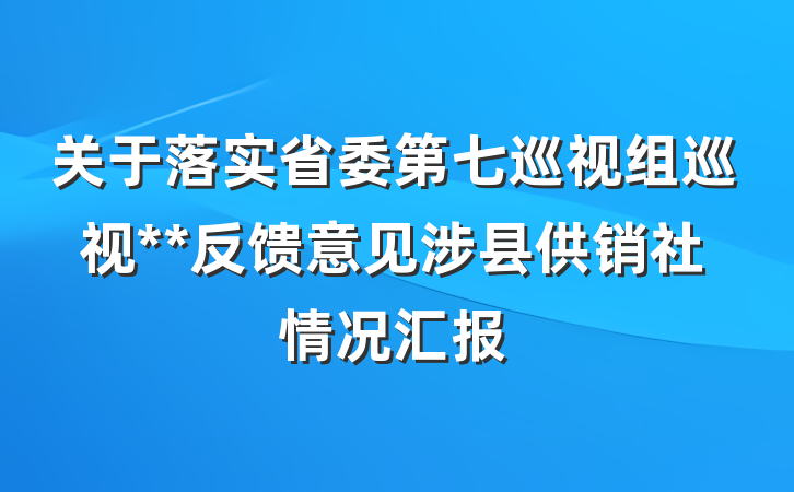 关于落实省委第七巡视组巡视**反馈意见涉县供销社情况汇报