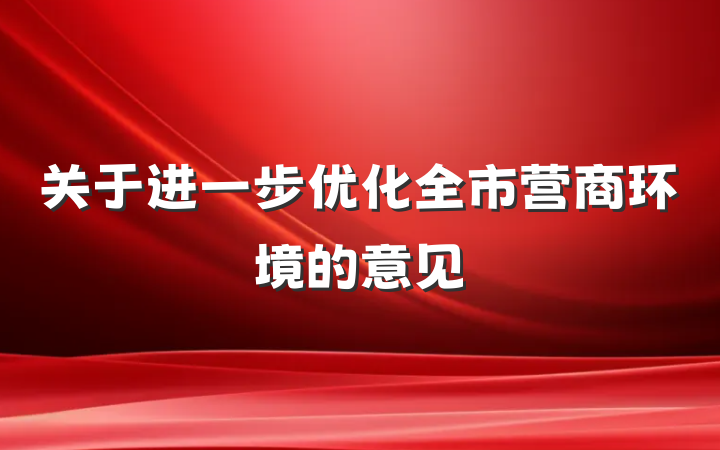 关于进一步优化全市营商环境的意见