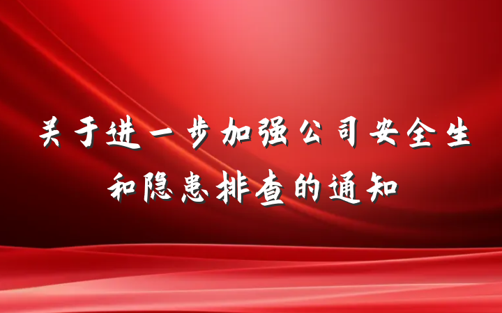 关于进一步加强公司安全生和隐患排查的通知