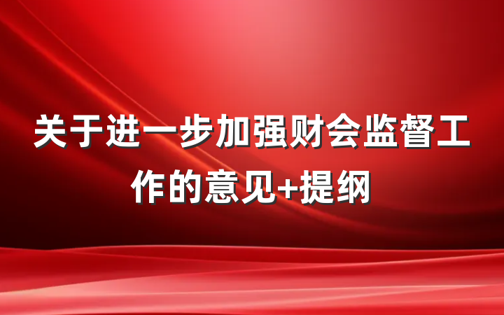 关于进一步加强财会监督工作的意见 提纲