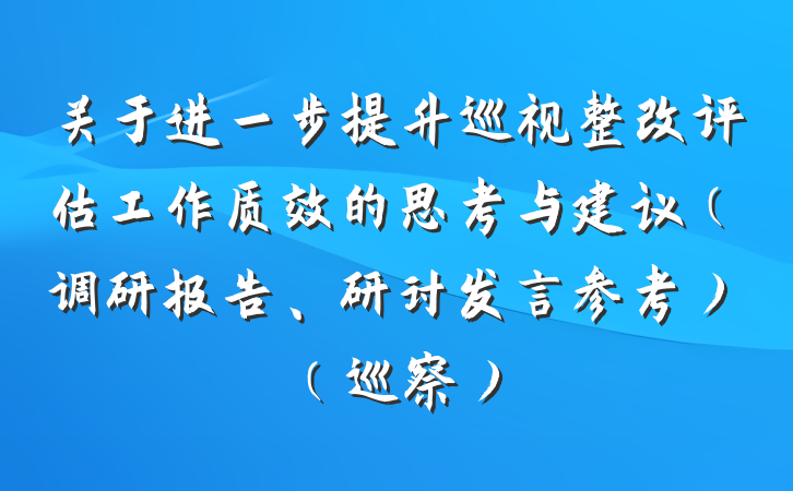 关于进一步提升巡视整改评估工作质效的思考与建议（调研报告、研讨发言参考）（巡察）