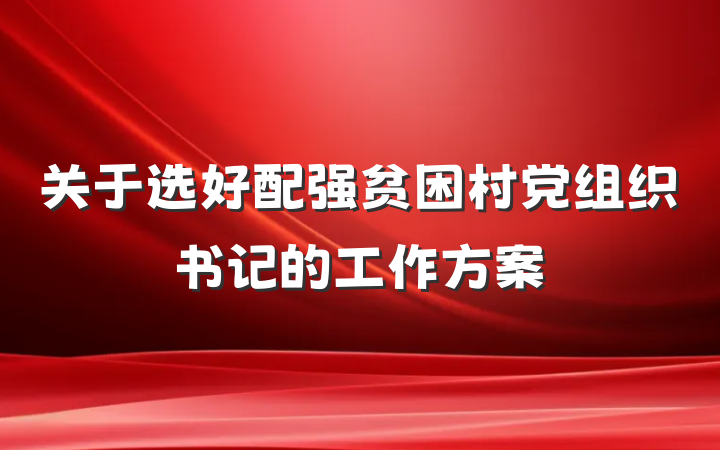 关于选好配强贫困村党组织书记的工作方案
