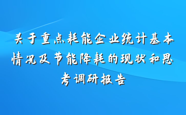 关于重点耗能企业统计基本情况及节能降耗的现状和思考调研报告