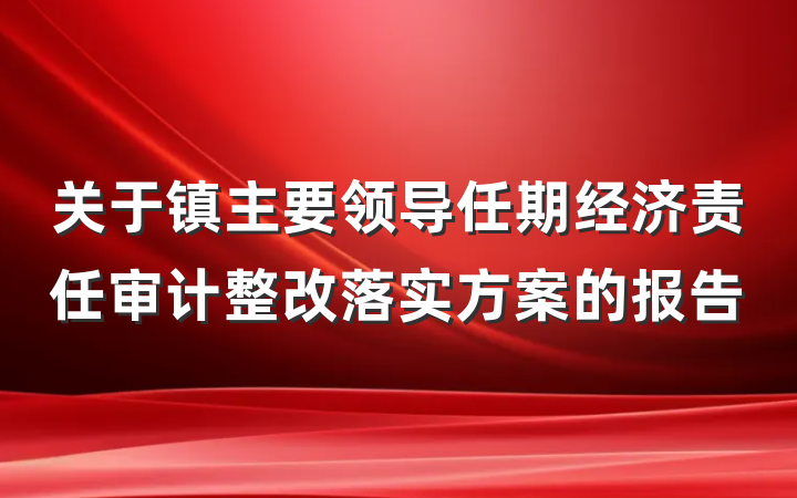 关于镇主要领导任期经济责任审计整改落实方案的报告