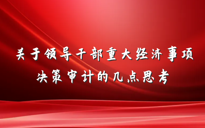 关于领导干部重大经济事项决策审计的几点思考
