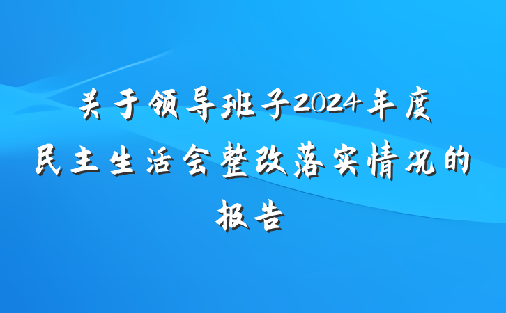 关于领导班子2024年度民主生活会整改落实情况的报告