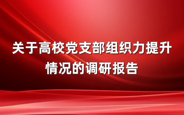 关于高校党支部组织力提升情况的调研报告