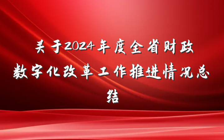 关于2024年度全省财政数字化改革工作推进情况总结