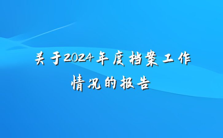 关于2024年度档案工作情况的报告