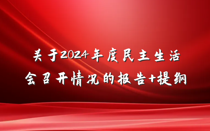 关于2024年度民主生活会召开情况的报告 提纲