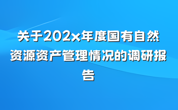 关于202x年度国有自然资源资产管理情况的调研报告