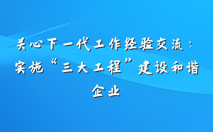 关心下一代工作经验交流：实施“三大工程”建设和谐企业