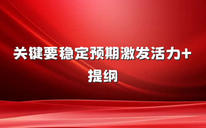 关键要稳定预期激发活力 提纲