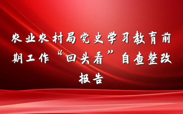 农业农村局党史学习教育前期工作“回头看”自查整改报告