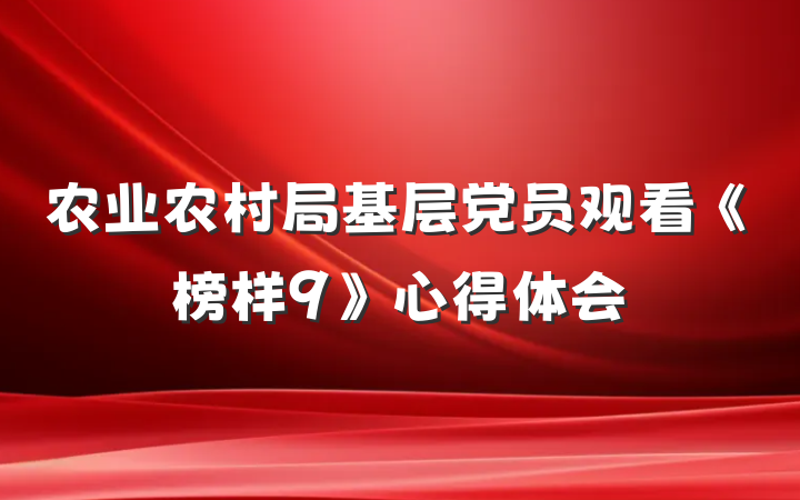 农业农村局基层党员观看《榜样9》心得体会