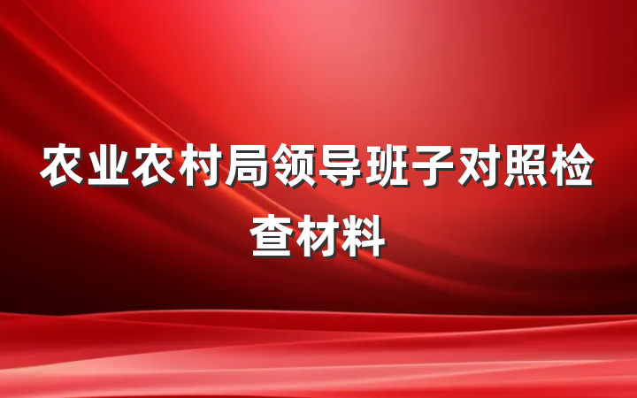 农业农村局领导班子对照检查材料